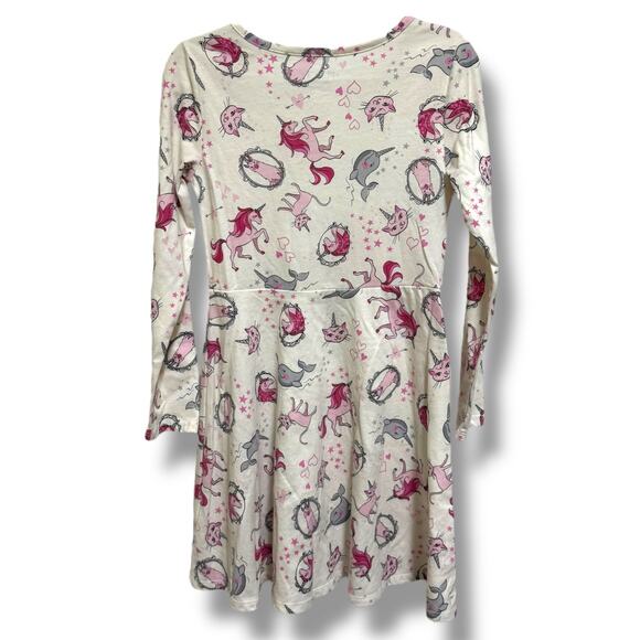 Children's Place Unicorn Caticorn Narwhal Llama Cats Dress Pink Off White 7 8‎ - Picture 3 of 5